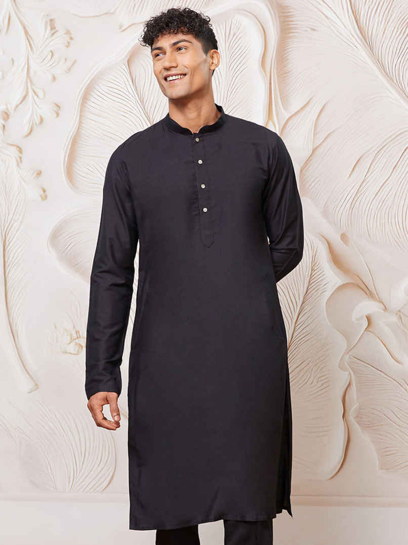 Vastramay Men's Viscose Kurta | Black | L Vastramay Men's Viscose Kurta | Black | L