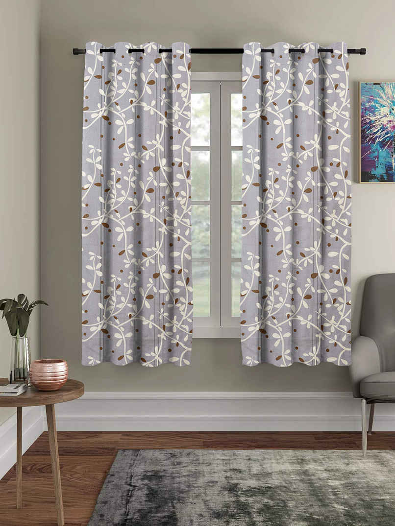 BAY6 Polyester Window Curtains | Set of 2 | 5x4 ft | Grey