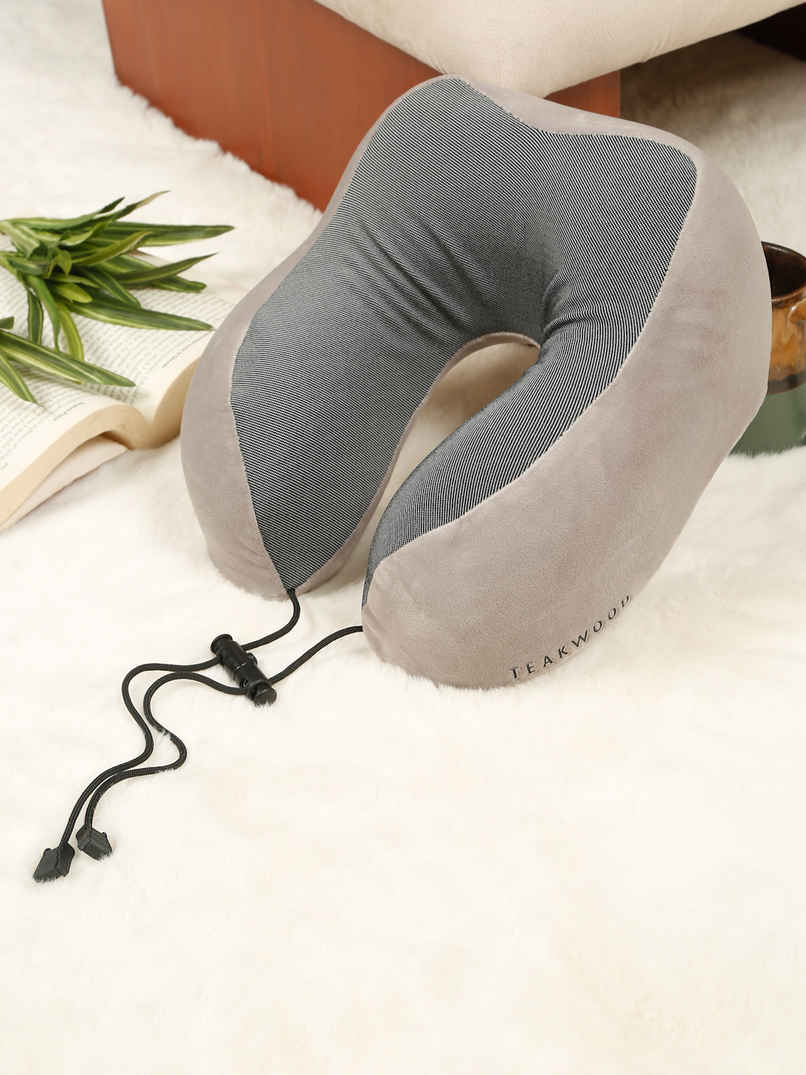 Teakwood Leathers Unisex Soft Foam U-Shaped Neck Pillow | Grey