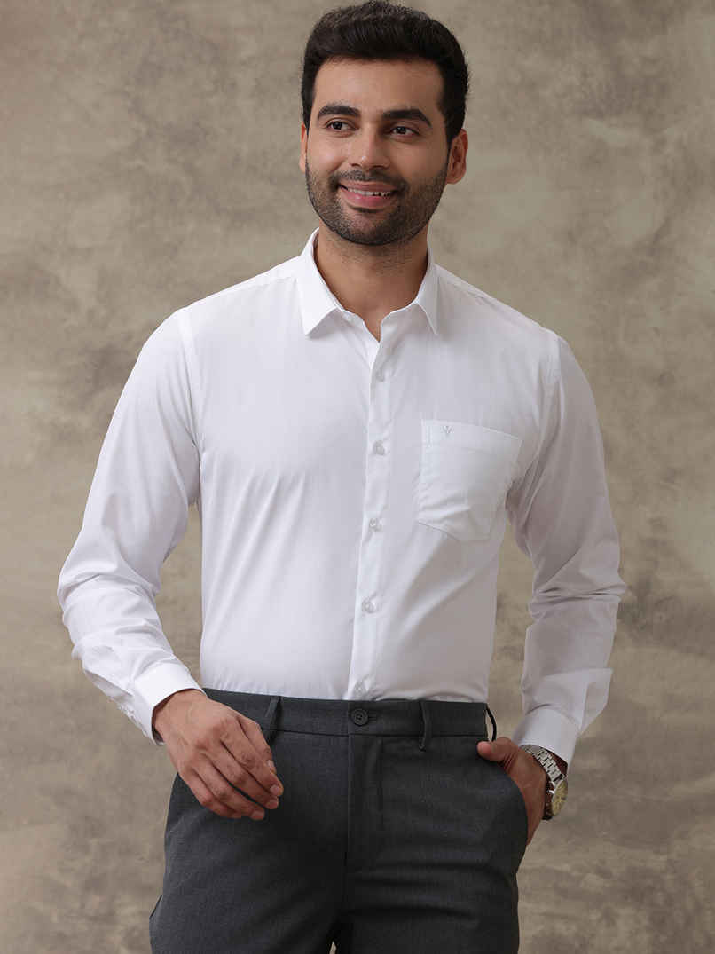 Ramraj Cotton Men's 100% Cotton Full Sleeve Shirt | White - 38