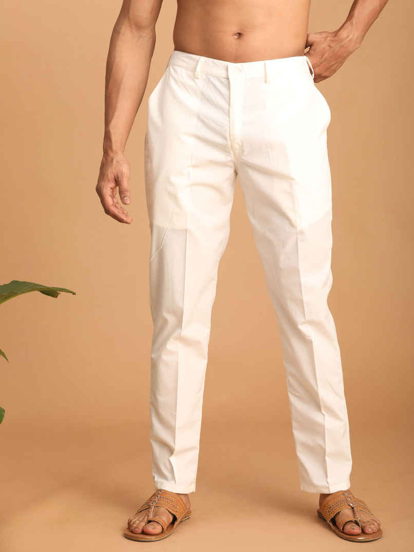 Vastramay Men's Cotton Pant Style Pyjama | Cream | S Vastramay Men's Cotton Pant Style Pyjama | Cream | S