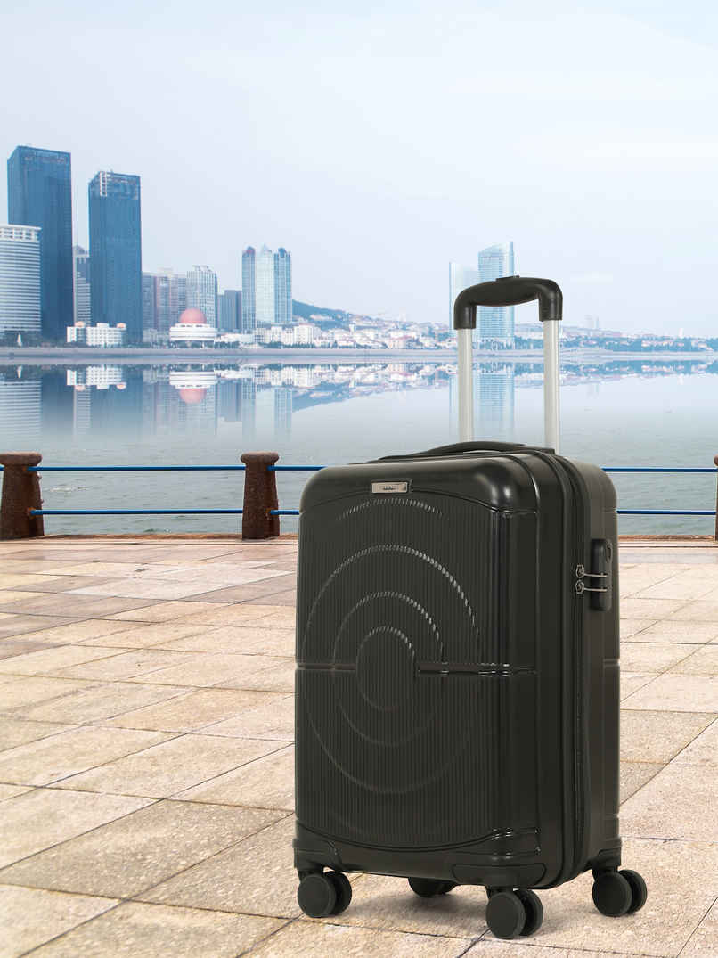 Teakwood Textured PP 48 L Telescopic Hard Luggage | Black - 55 cm Teakwood Textured PP 48 L Telescopic Hard Luggage | Black - 55 cm