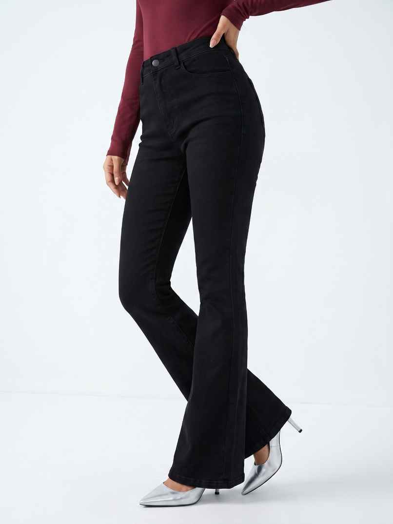 Aadvi Fashion Women's Bootcut High-Rise Stretchable Jeans | Black - 34 Aadvi Fashion Women's Bootcut High-Rise Stretchable Jeans | Black - 34