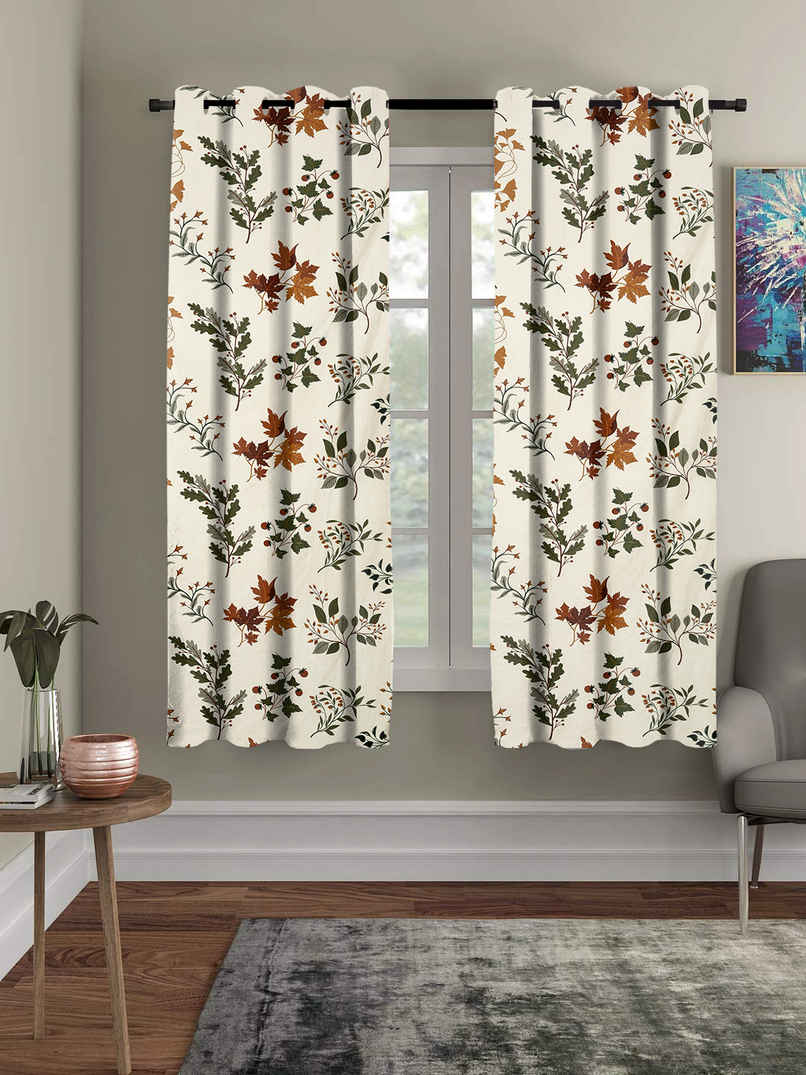 BAY6 Polyester Window Curtains - Set of 2 - (5x4 ft) - Cream