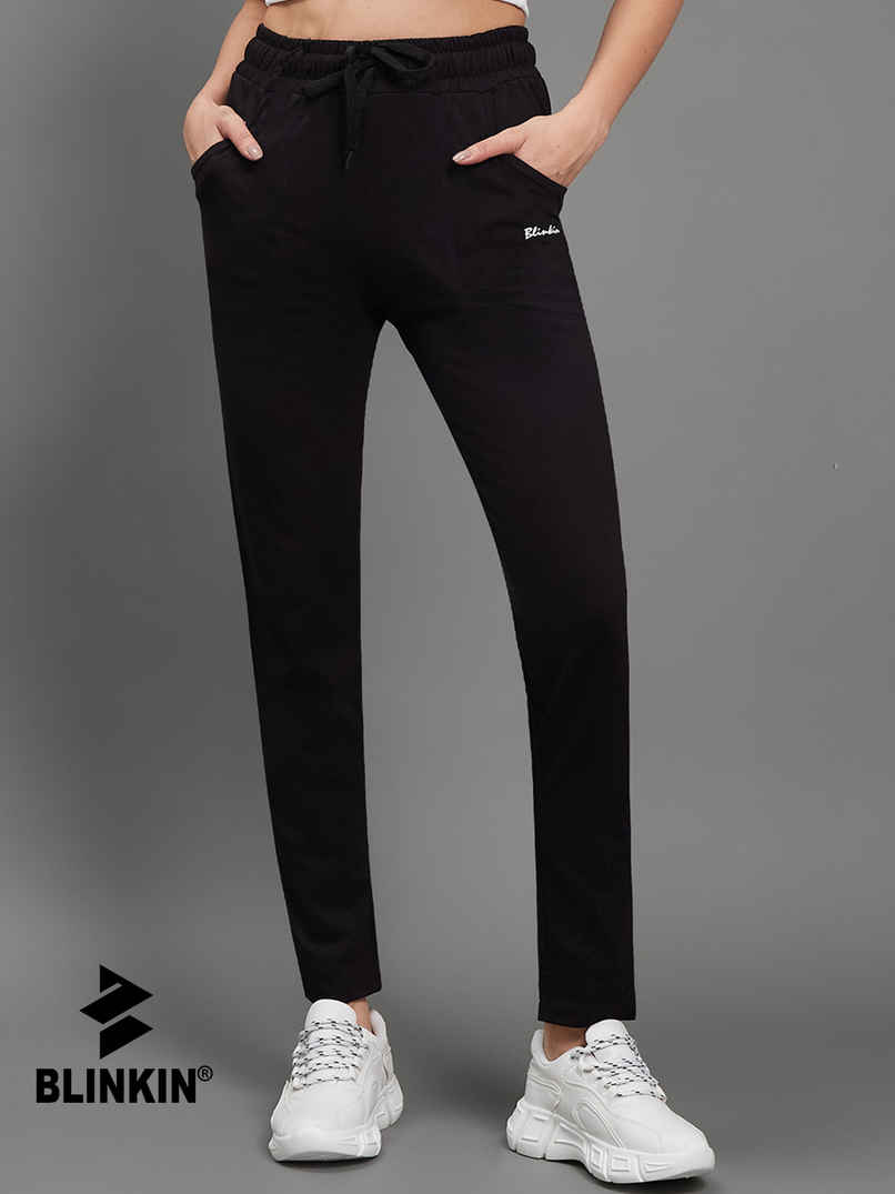 Blinkin Women's Cotton Pyjamas & Track Pants with Side Pockets | Black - M Blinkin Women's Cotton Pyjamas & Track Pants with Side Pockets | Black - M