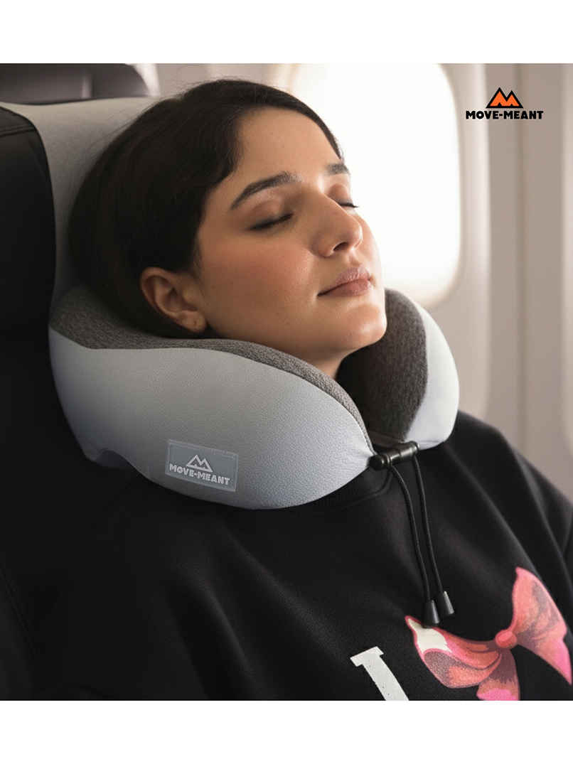 Move-Meant DreamRest Memory Foam Neck Pillow for Travel, Soft Support, Navy