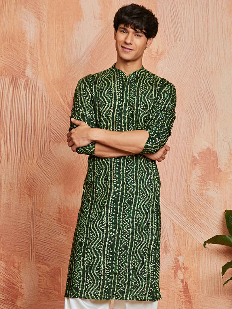 Vastramay Men's Rayon Kurta | Green - S Vastramay Men's Rayon Kurta | Green - S