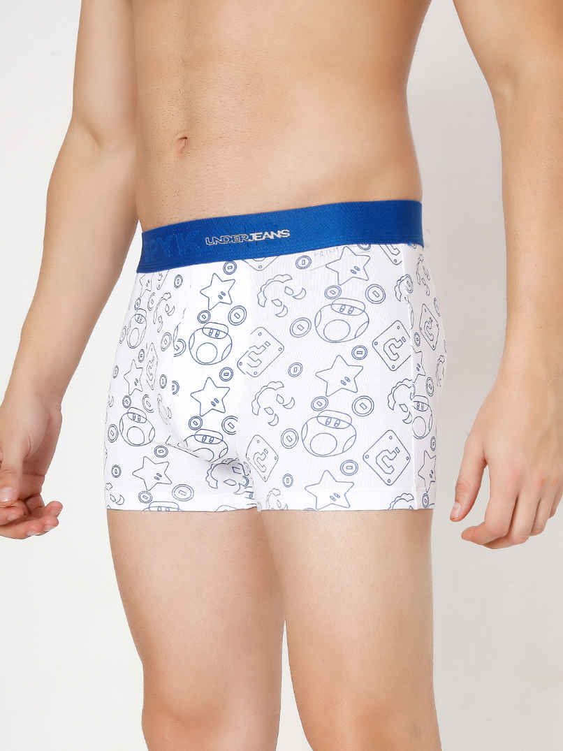 Underjeans by Spykar Mens Premium White and Dark Blue Trunk | XL
