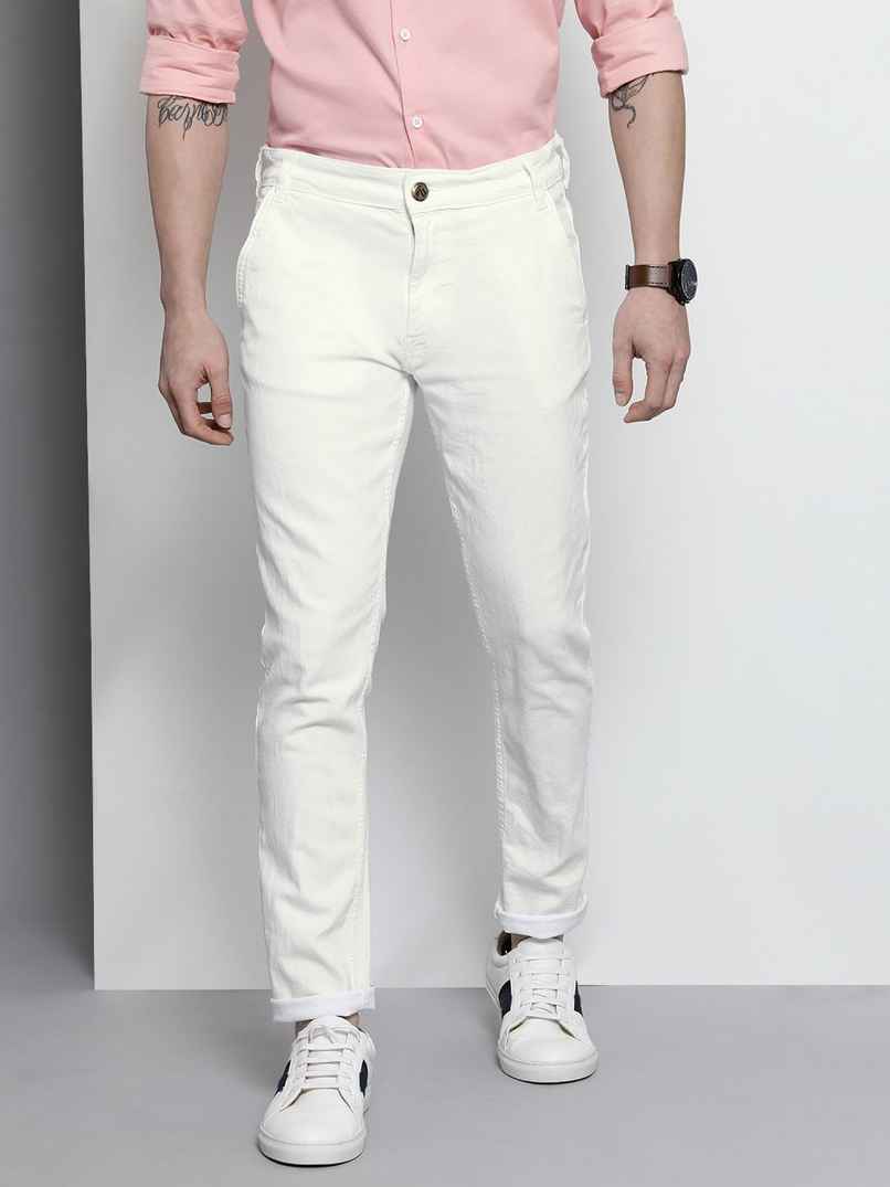 The Indian Garage Co Men | Slim Fit Solid Casual Cross Pocket | White | 30 The Indian Garage Co Men | Slim Fit Solid Casual Cross Pocket | White | 30