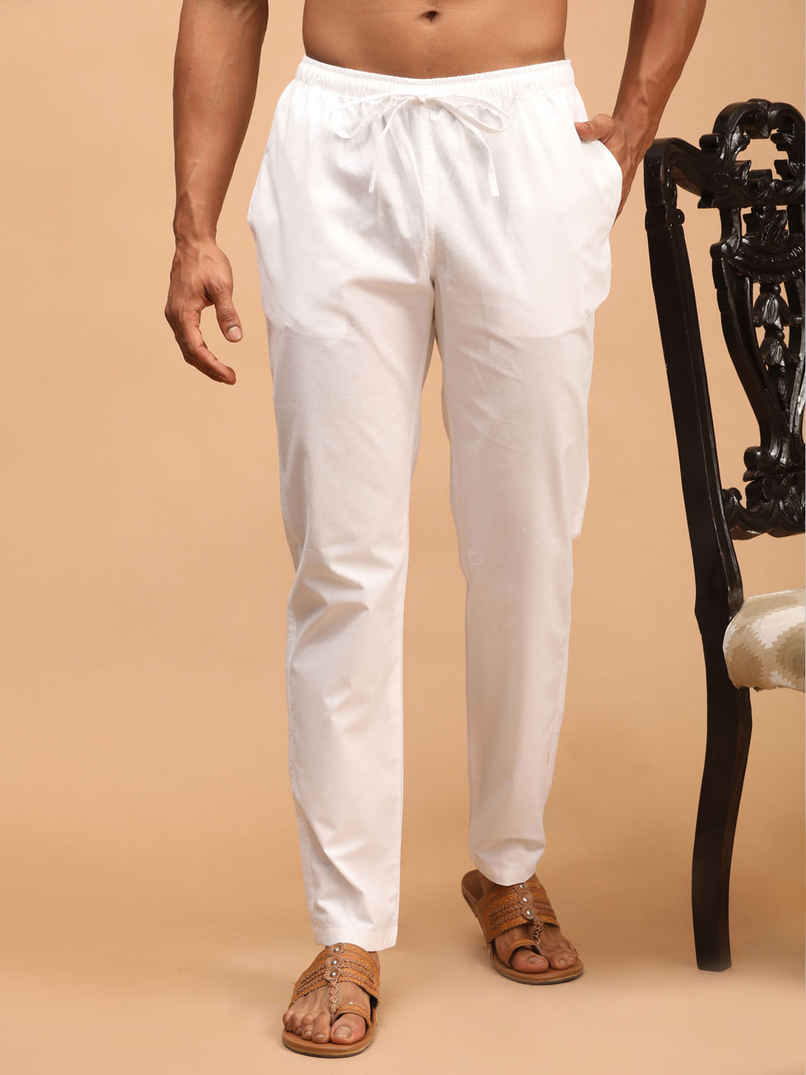 Vastramay Men's Cotton Pant Style Pyjama | White - M Vastramay Men's Cotton Pant Style Pyjama | White - M
