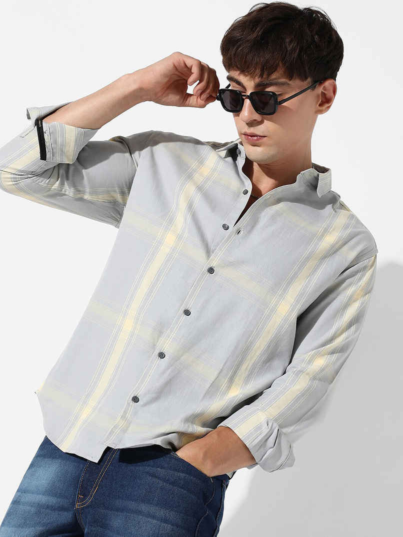 Campus Sutra Men's Tartan Plaid Shirt | Green - L