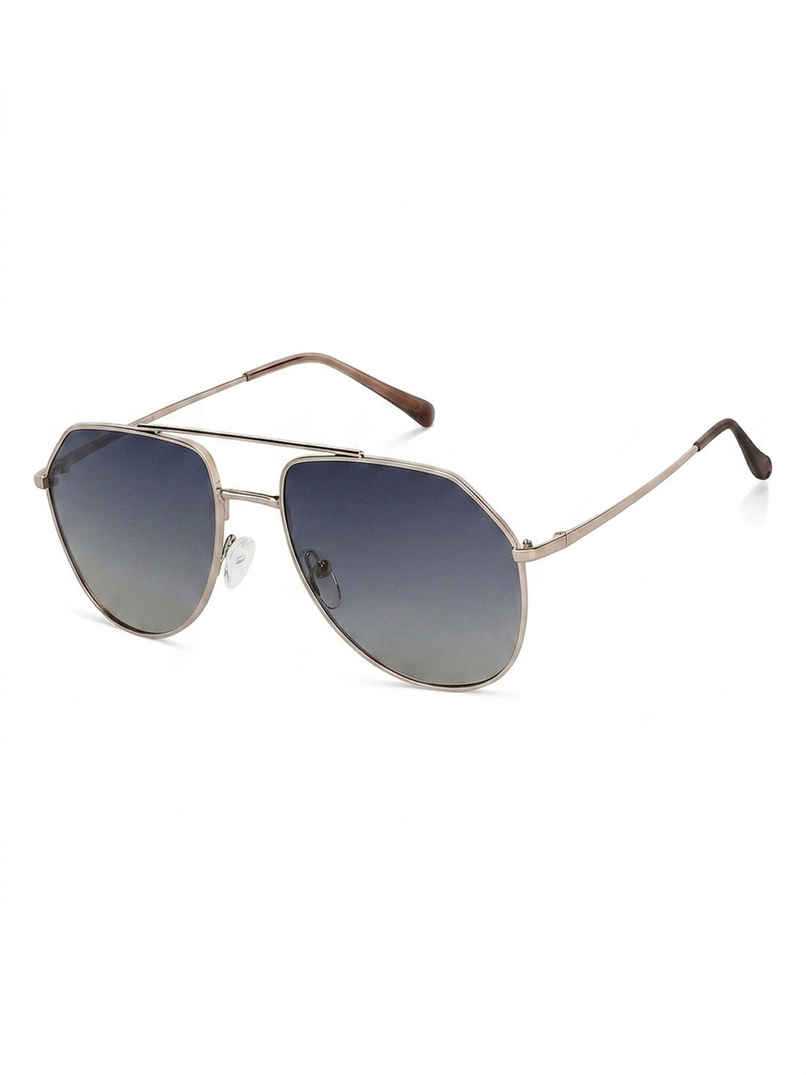 Vincent Chase By Lenskart Unisex Solid Metal Aviator Sunglasses | Black and Gold - L Vincent Chase By Lenskart Unisex Solid Metal Aviator Sunglasses | Black and Gold - L