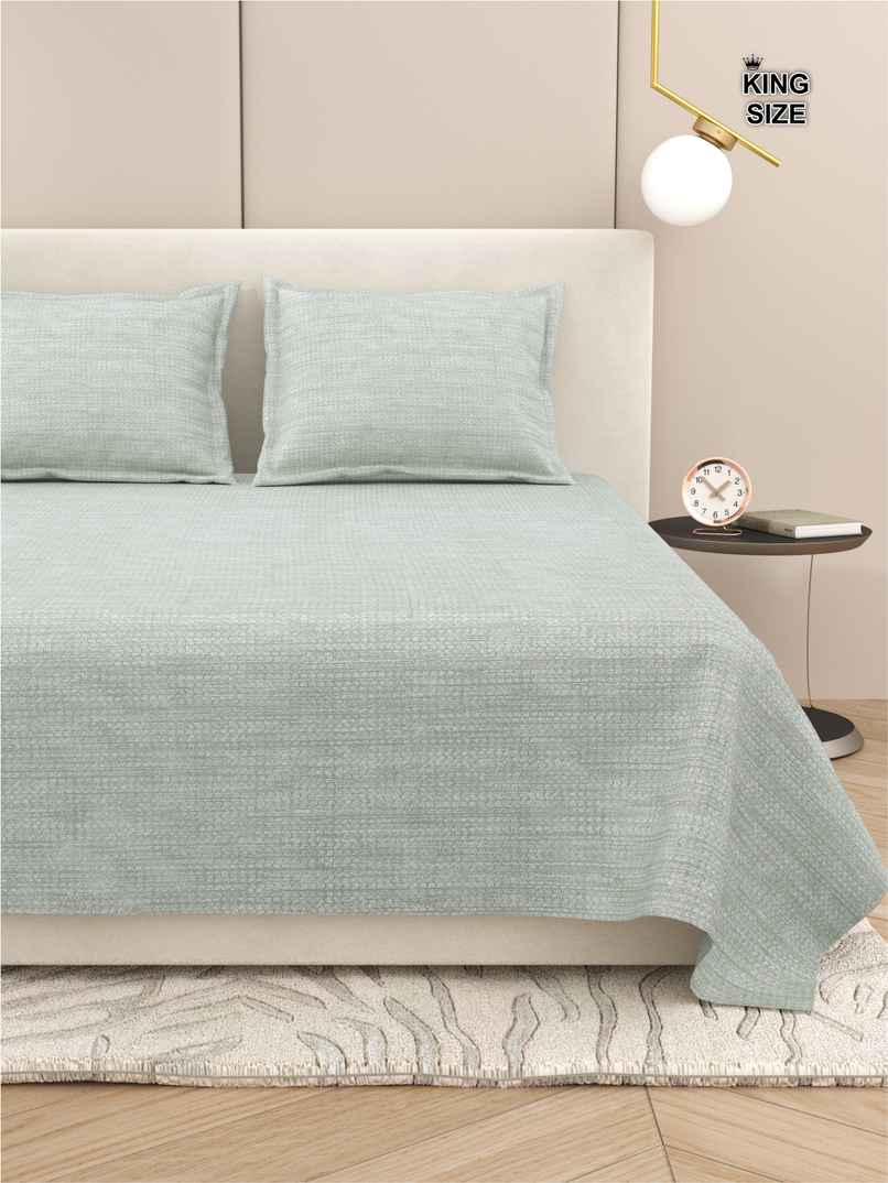 DREAM WEAVERZ King Size Bedsheet With 2 Pillow Covers | 100% Cotton| Light Grey