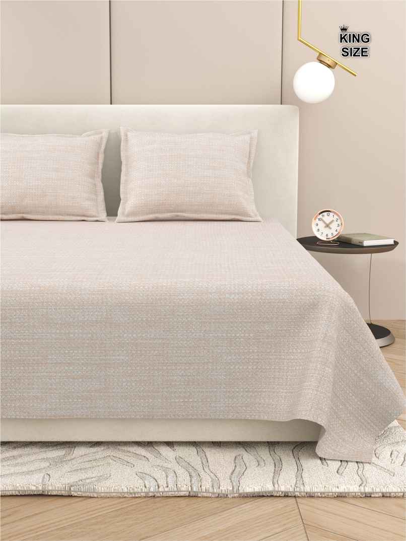 DREAM WEAVERZ King Size Bedsheet With 2 Pillow Covers | 100% Cotton| Light Beige DREAM WEAVERZ King Size Bedsheet With 2 Pillow Covers | 100% Cotton| Light Beige