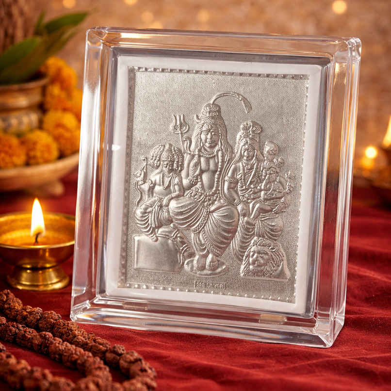 Shiv God Photo Silver Frame | 999 Purity | P N Gadgil Jewellers Shiv God Photo Silver Frame | 999 Purity | P N Gadgil Jewellers