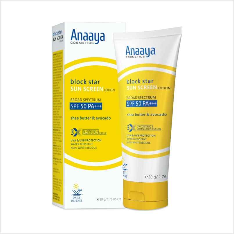 Anaaya Block Star Sunscreen Lotion SPF 50 +++ | Shea Butter & Avocado Anaaya Block Star Sunscreen Lotion SPF 50 +++ | Shea Butter & Avocado