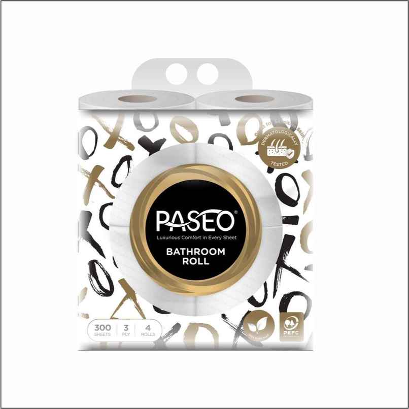 Paseo Toilet Roll | 300 Sheets | 3Ply | Pack of 4 Paseo Toilet Roll | 300 Sheets | 3Ply | Pack of 4