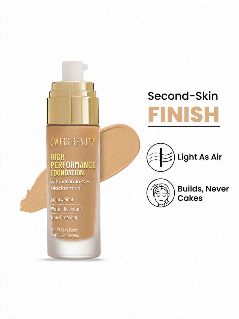 Swiss Beauty High Performance Foundation With Vitamin C & Niacinamide - 07 Natural Buff Swiss Beauty High Performance Foundation With Vitamin C & Niacinamide - 07 Natural Buff