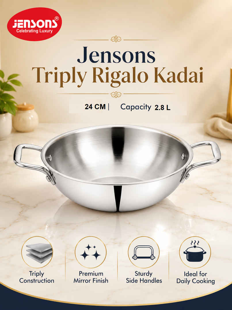 Jensons Triply Rigalo Kadai | 24cm | Induction Compatible