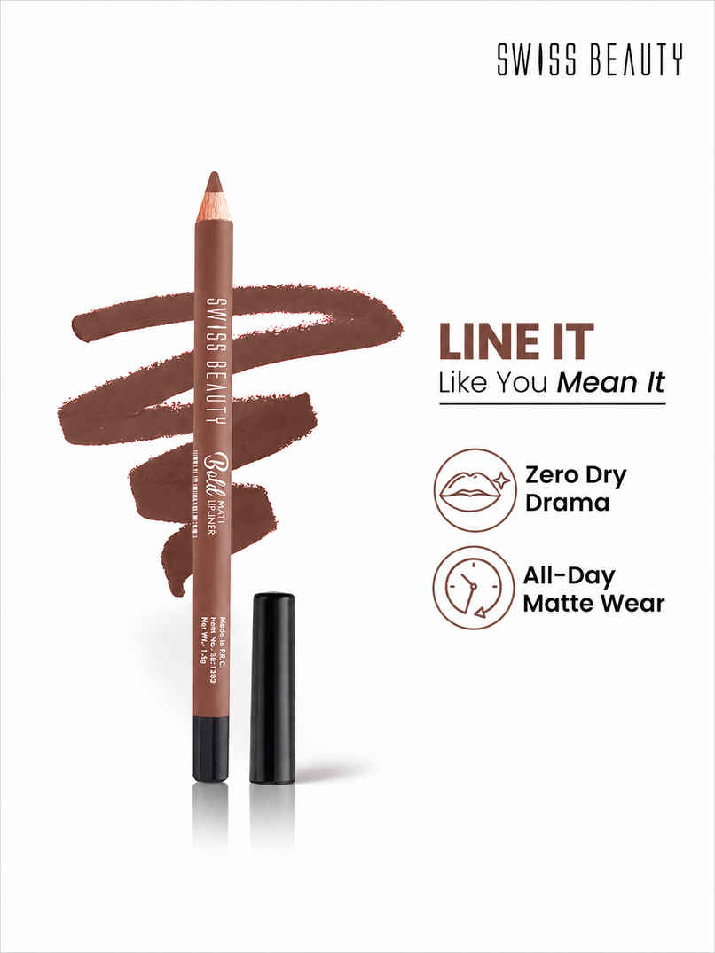 Swiss Beauty Bold Matt Lip Liner Pencil- 3 Choco Nude Swiss Beauty Bold Matt Lip Liner Pencil- 3 Choco Nude