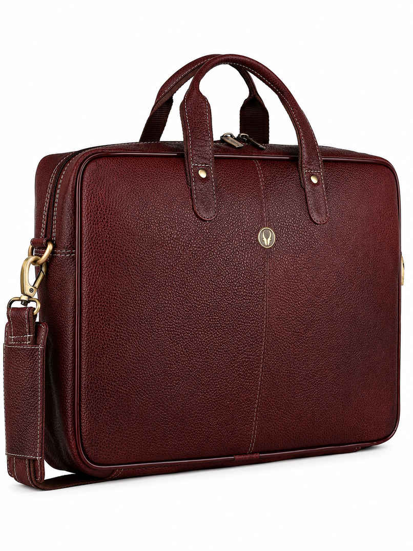 Wildhorn Men's Solid Leather 25 L Laptop Bag | Maroon - 15.6 Inches Wildhorn Men's Solid Leather 25 L Laptop Bag | Maroon - 15.6 Inches