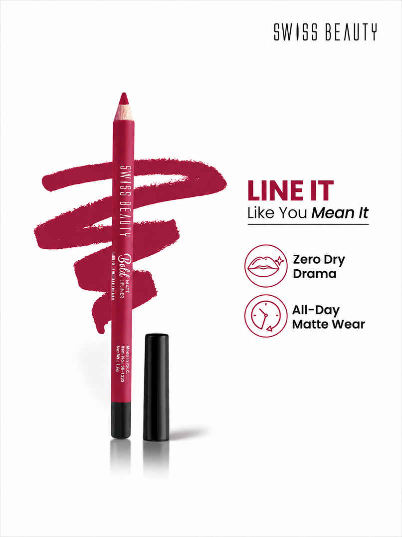 Swiss Beauty Bold Matt Lip Liner - 15 Perfect Maroon Swiss Beauty Bold Matt Lip Liner - 15 Perfect Maroon