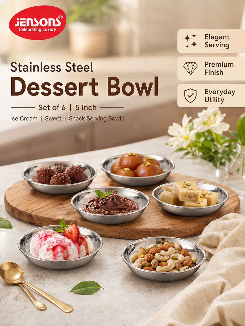 Jensons Stainless Steel Dessert Bowl Set of 6 | 5 Inch Ice Cream Sweet Snack Serving Bowls Jensons Stainless Steel Dessert Bowl Set of 6 | 5 Inch Ice Cream Sweet Snack Serving Bowls