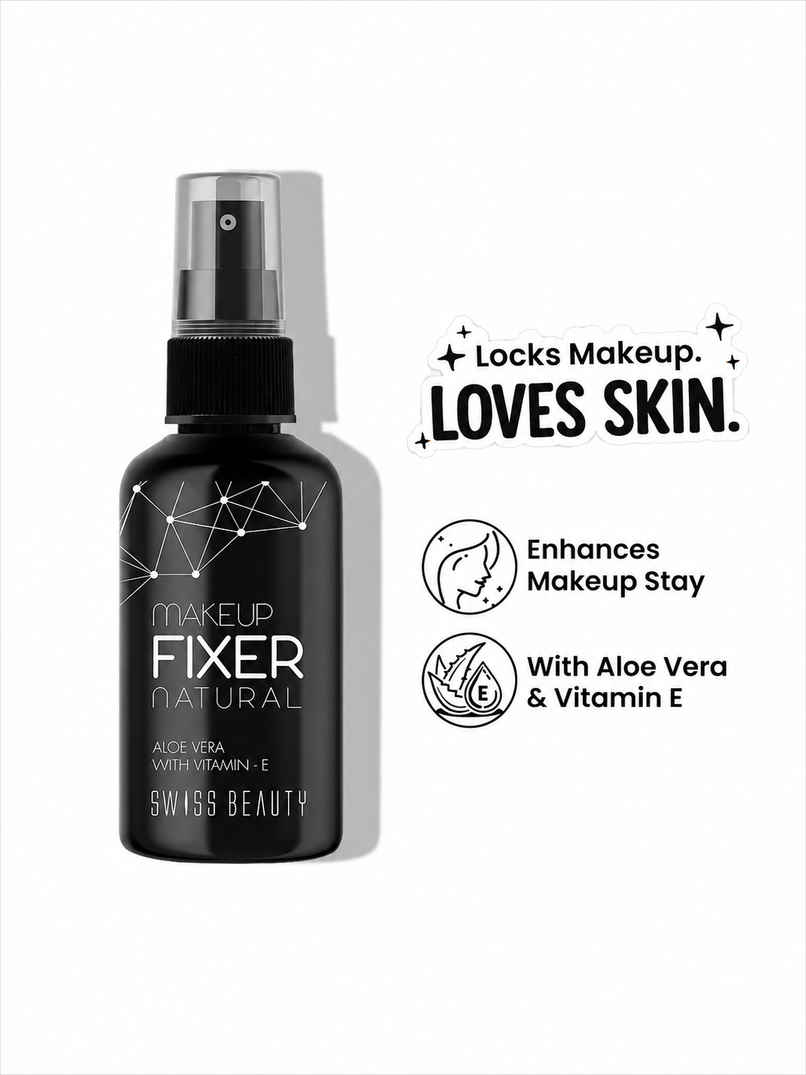 Swiss Beauty Long Lasting Professional Makeup Fixer Setting Spray With Vitamin E & Aloe Vera Swiss Beauty Long Lasting Professional Makeup Fixer Setting Spray With Vitamin E & Aloe Vera