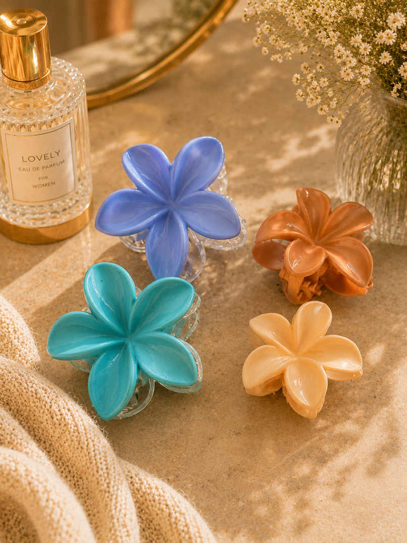 Perpetual Mart Colorful Flower Hair Clutcher Set Perpetual Mart Colorful Flower Hair Clutcher Set