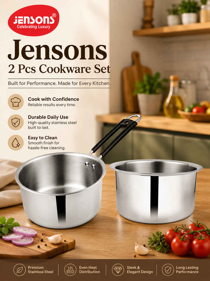 Jensons Stainless Steel Saucepan Tope 1.1L 16cm Induction Base Cookware for Gas & Induction Jensons Stainless Steel Saucepan Tope 1.1L 16cm Induction Base Cookware for Gas & Induction