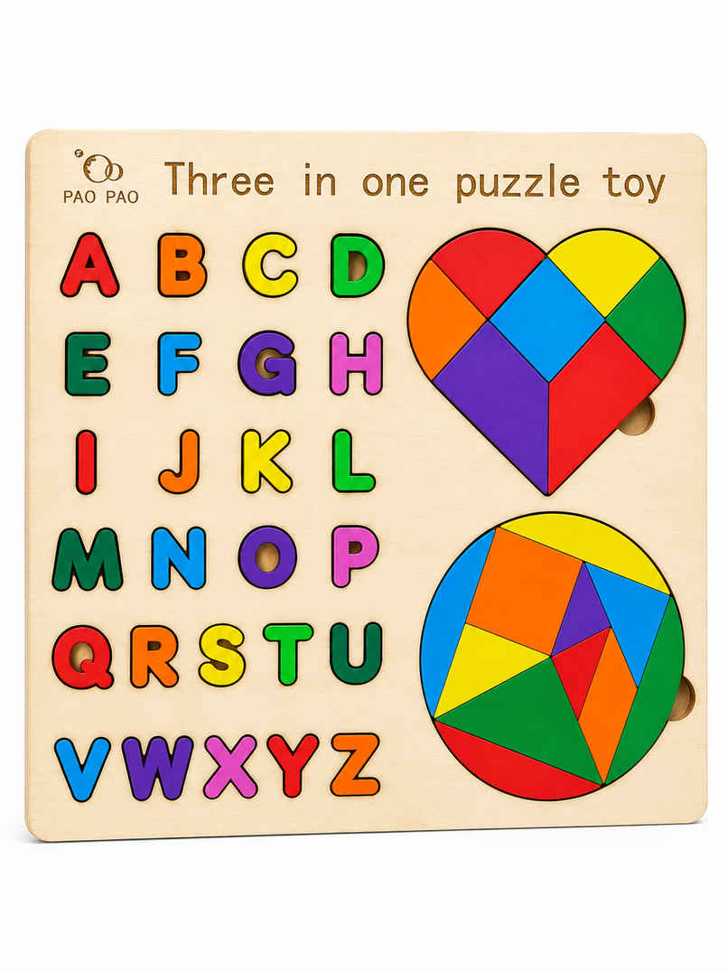 Fablue Wooden Puzzle Toddlers Toy For Kids - Alphabets | Heart And Circle Shape Puzzle Set Fablue Wooden Puzzle Toddlers Toy For Kids - Alphabets | Heart And Circle Shape Puzzle Set