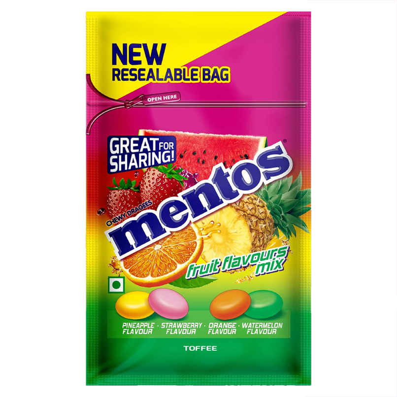 Mentos Rainbow Assorted Flavour Chewy Toffee Pouch