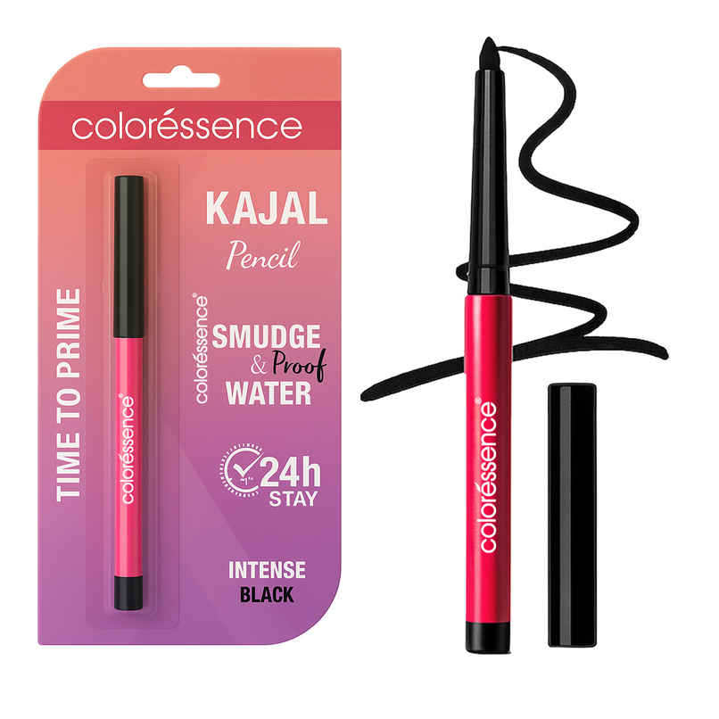 Coloressence Time to Prime Kajal Pencil,Sharpener|Intense Black|Smudgeproof|Waterproof|Matte Finish