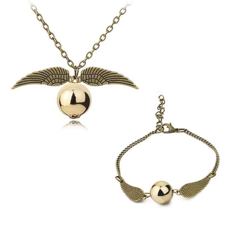 Yellow Chimes Harry Potter Snitch Ball Pendant & Bracelet Set | Unisex