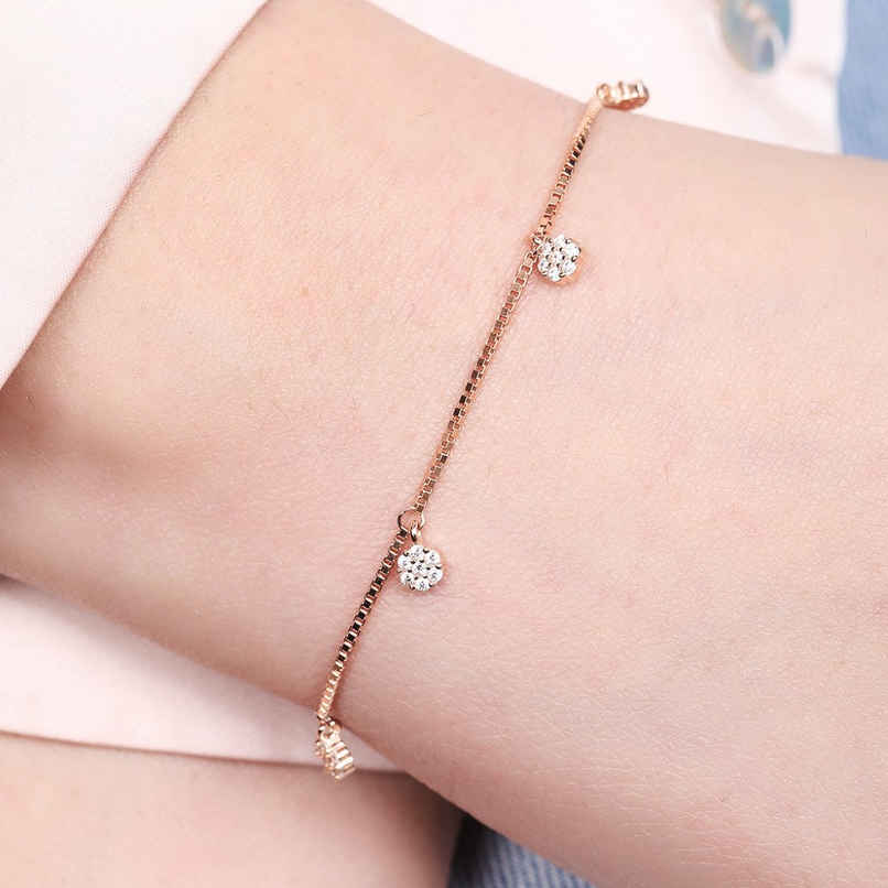 Zavya Floral CZ Rose Gold Plated 925 Sterling Silver Chain Bracelet Zavya Floral CZ Rose Gold Plated 925 Sterling Silver Chain Bracelet