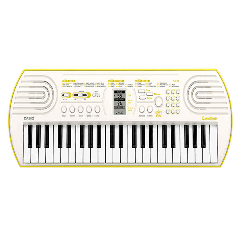 Casiotone Mini Keyboard SA-80 with Piano tones | White (44 Keys)