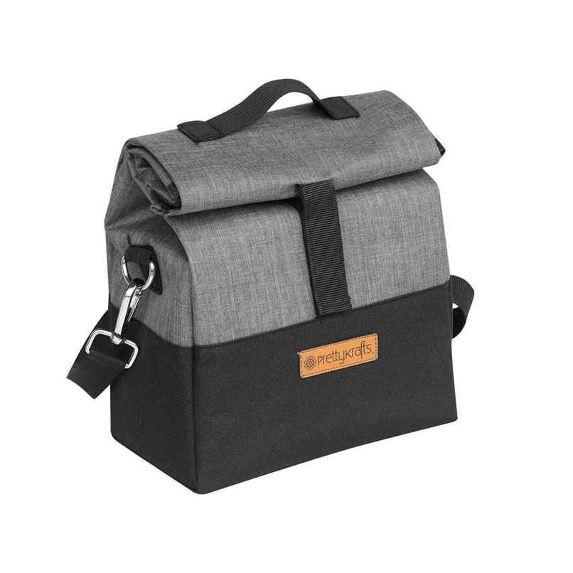 PrettyKrafts Lunch Bags Reusable Lunch Bag with Hook and Loop Closure Grey and Black PrettyKrafts Lunch Bags Reusable Lunch Bag with Hook and Loop Closure Grey and Black