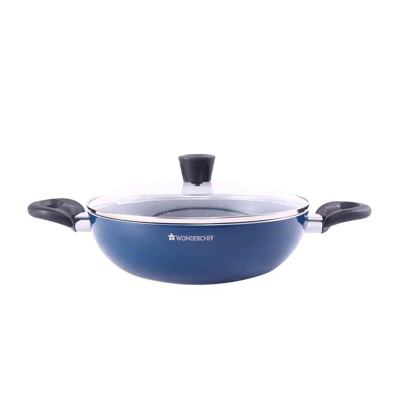 Wonderchef Galaxy Kadhai with Lid 24 cm | 2 Years Warranty | Midnight Blue - 2 L