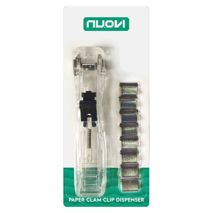 Nuovi Paper Fastner Clamp Clip Dispenser | Transparent White - 16 mm