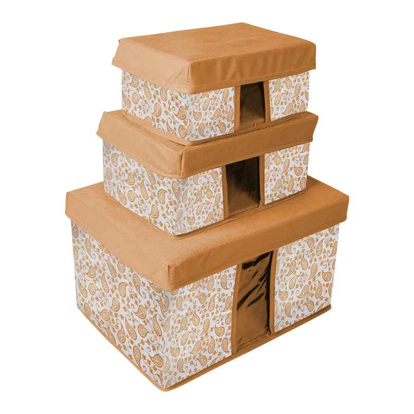 PrettyKrafts Storage Box Combo Organizer for Toys, Books, Clothes & Home Storage | Brown