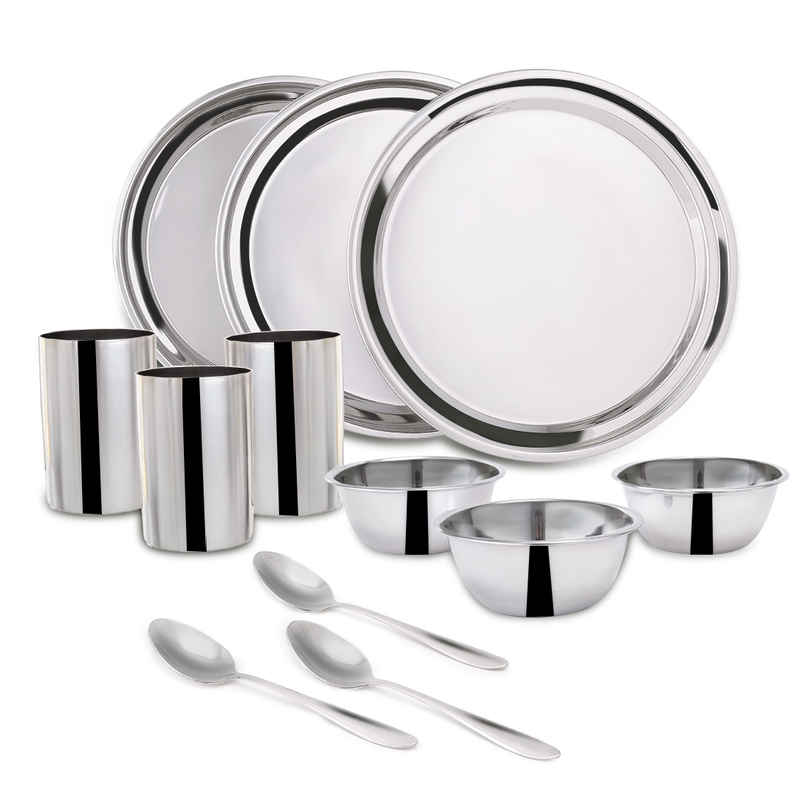 Wonderchef Venice Stainless Steel Dinner Set of 12 Pcs | Plates | Glasses | Bowls | Spoons Wonderchef Venice Stainless Steel Dinner Set of 12 Pcs | Plates | Glasses | Bowls | Spoons