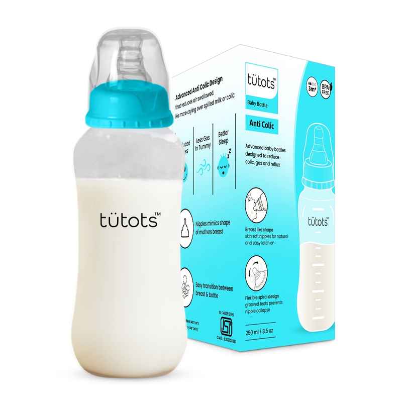 tutots Feeding bottle with Spiral Nipple with Comfort Petals | Blue