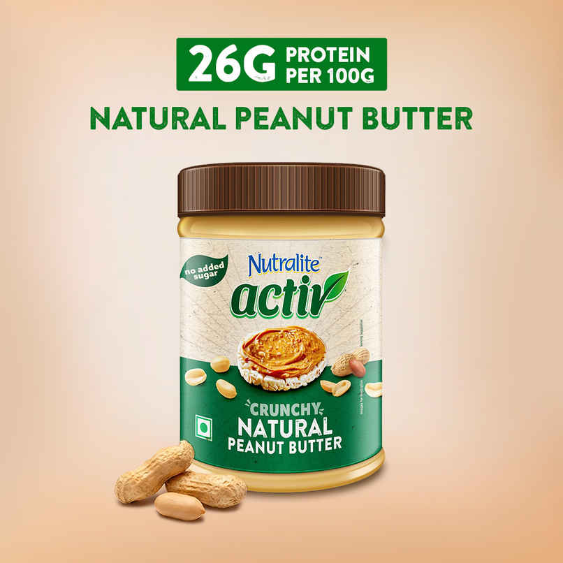 Nutralite Activ Peanut Butter Plant Based Protein Source Natural Crunchy