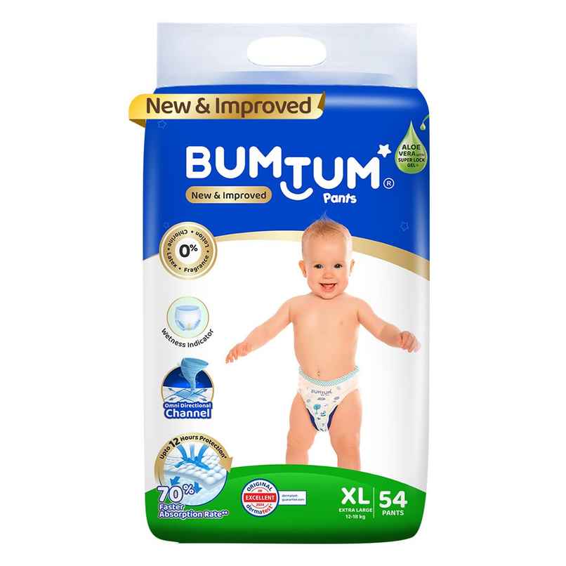 Bumtum Baby Diaper Pants With Double Leakage Protection - 12 To 18 Kg X-Large