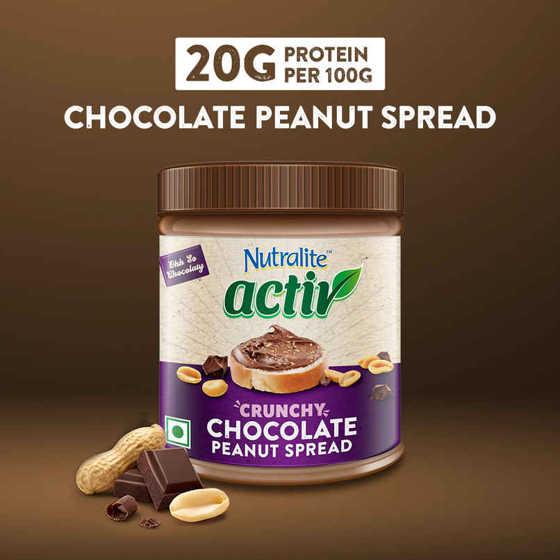 Nutralite Activ Peanut Spread | Chocolate Crunchy | 20g Protein per 100g