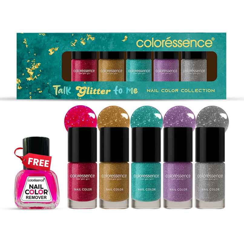 Coloressence Talk to Glitter Nail Paint Kit|Free Remover|Glitter Finish|Quick Dry | Chip-Resistant Coloressence Talk to Glitter Nail Paint Kit|Free Remover|Glitter Finish|Quick Dry | Chip-Resistant