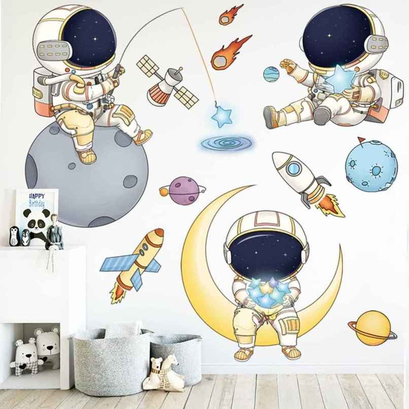 PrettyKrafts Astronaut Wall Sticker | Colourful & Fun PrettyKrafts Astronaut Wall Sticker | Colourful & Fun