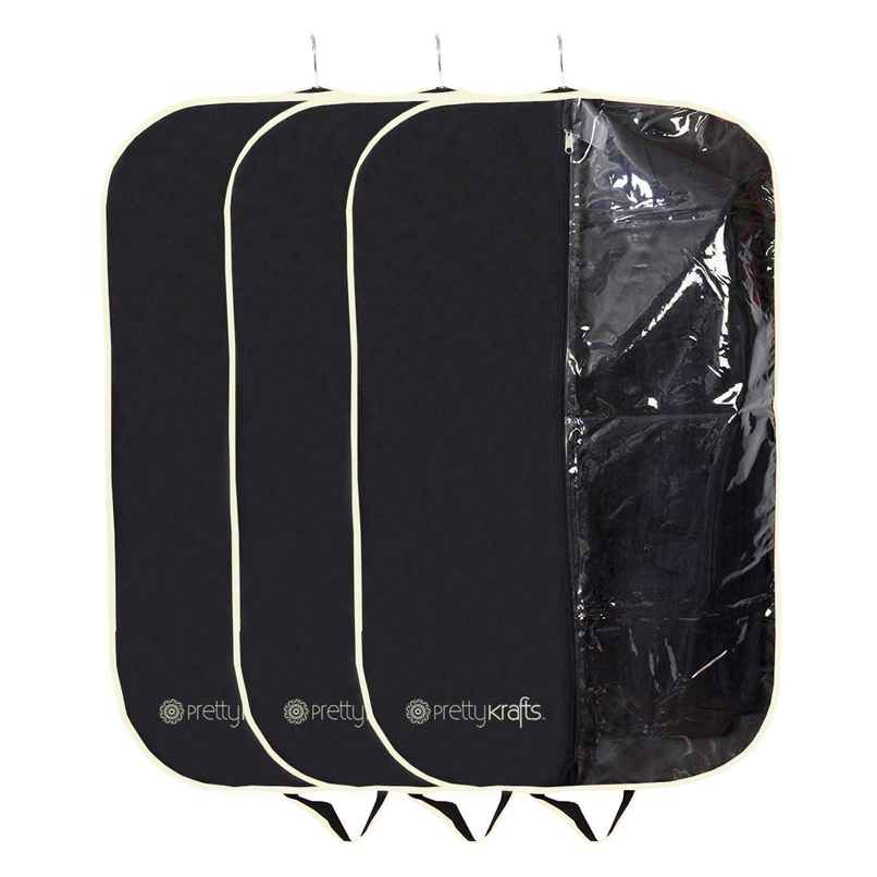 PrettyKrafts Blazer & Suit Covers | With Transparent Front Organizer - Black & Cream