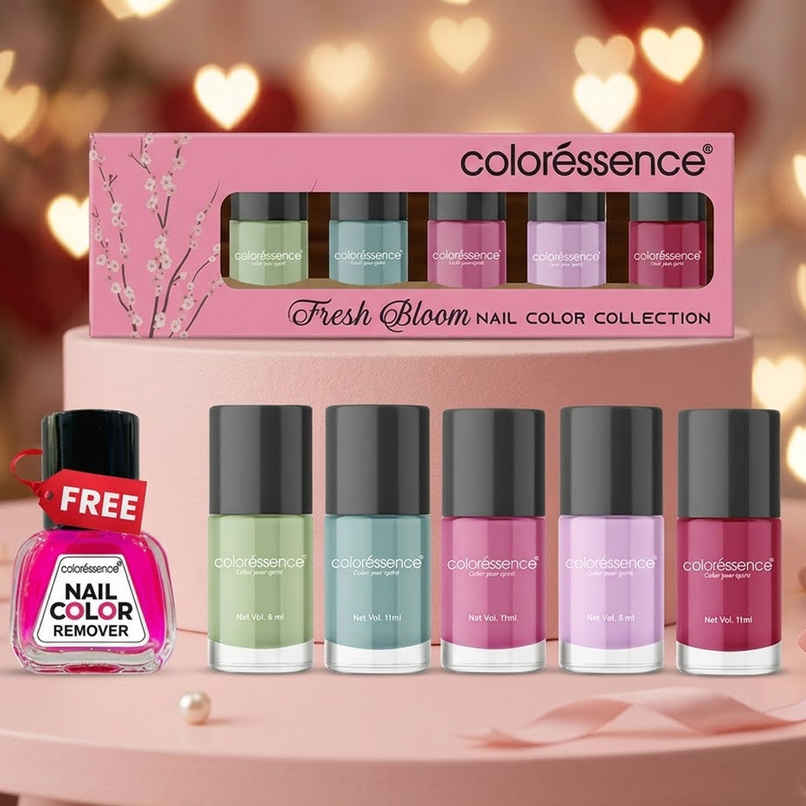 Coloressence Fresh Bloom Nail Paint Kit with Free Remover| Glossy Finish | Quick Dry|Chip-Resistant