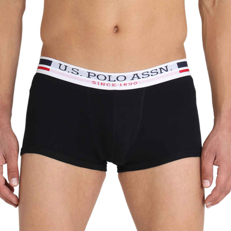 USPA Men Brief Underwear - Pack of 1 Solid Cotton Trunks - Black - XL
